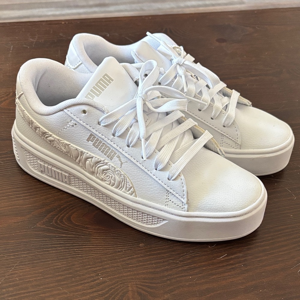 PUMA White Sneakers with Floral Design